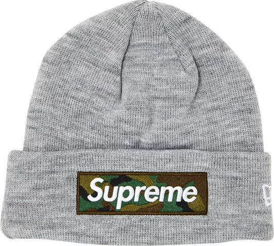 Supreme New Era Box Logo Beanie Heather Gray (FW23) 